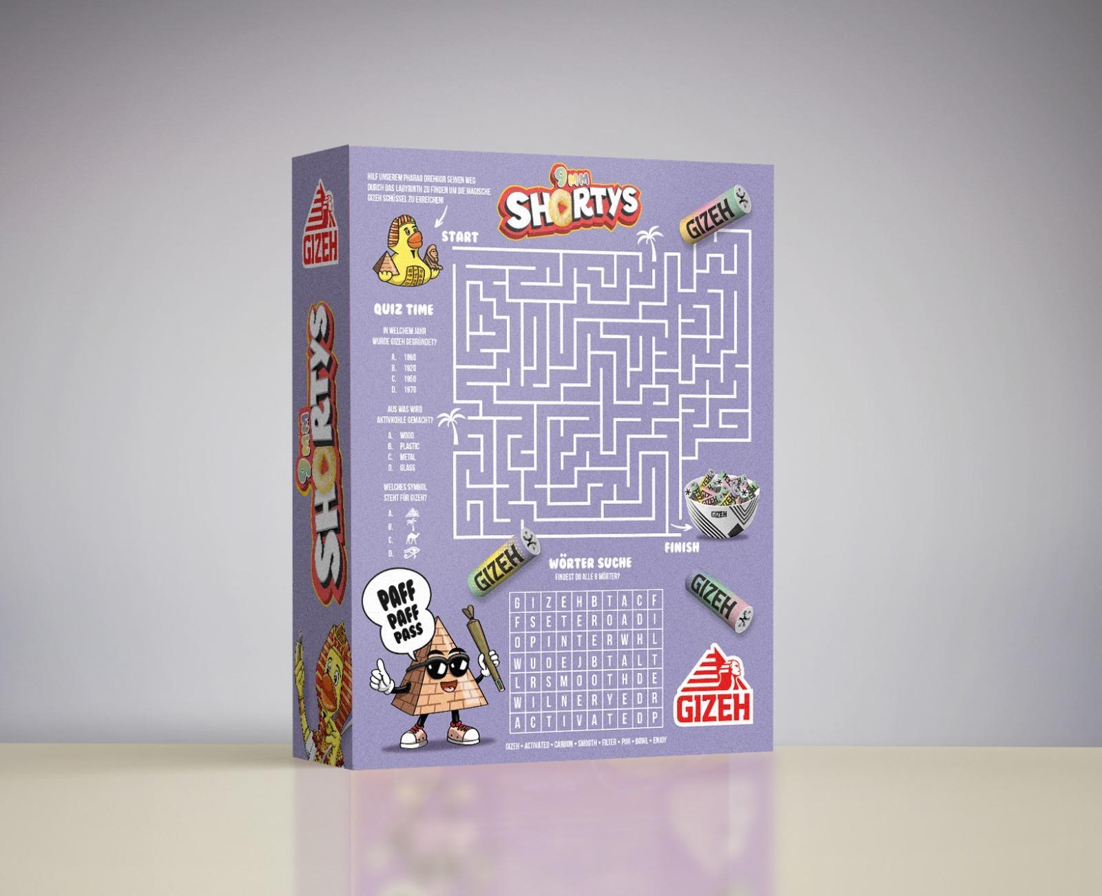 GIZEH 9mm Shortys, Rückseite mit Rätseln
